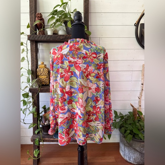 Belle by Kim Gravel: Vibrant Floral Blouse with Tassel Detail - Picture 7 of 17